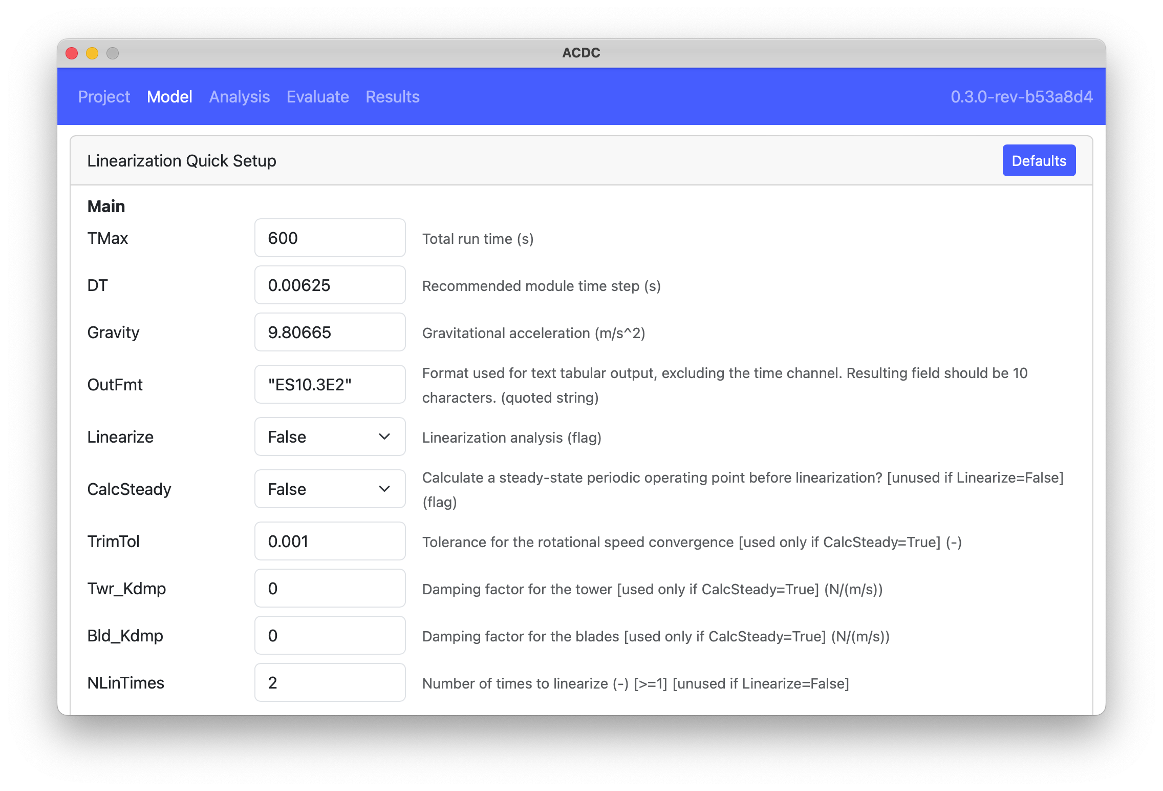 linearization settings